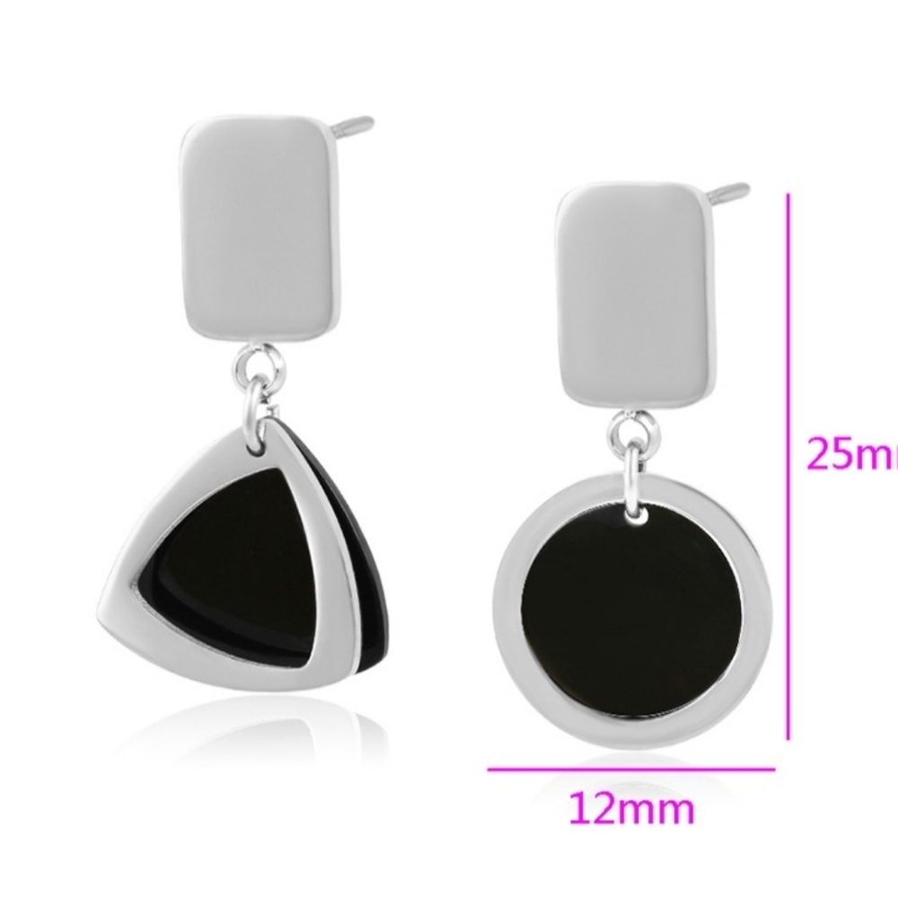Ceramic Dangle Earrings, Rhodium Plated - Picture 2 of 11